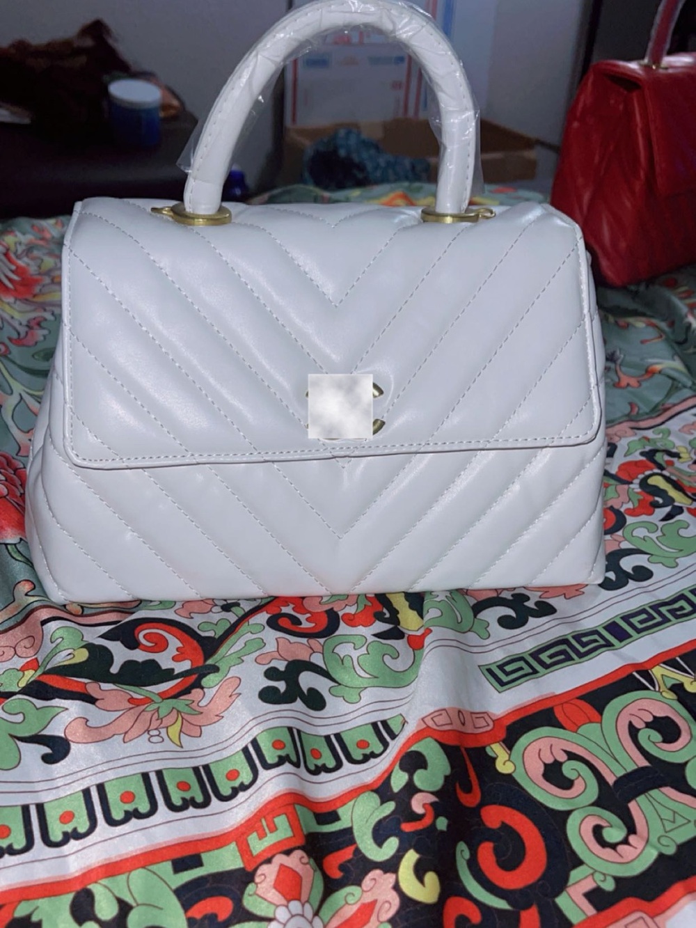 Chic White Quilted Top-Handle Satchel
